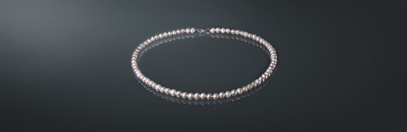 Ожерелье из пресноводного жемчуга цвета металлик, с замком* из серебра 925˚. с075д40с