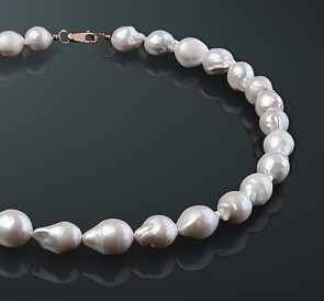 Ожерелье из барочного жемчуга бб105-40з: белый пресноводный жемчуг, золото 585°